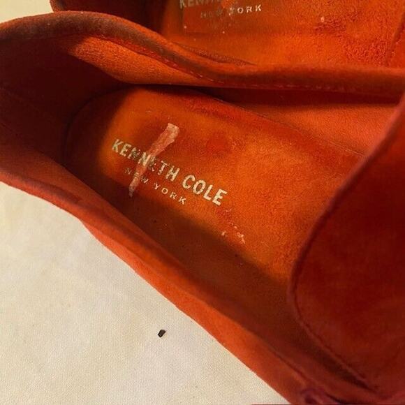 Kenneth Cole Red Soft Suede Mens 10 Dean Unlined Slip On Penny Loafer Shoes - Picture 4 of 6